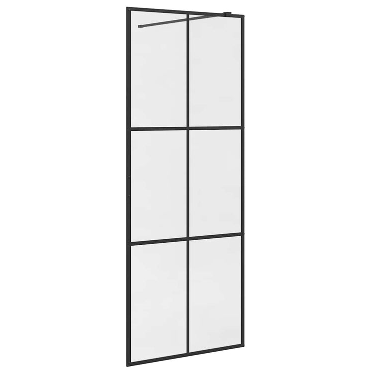 Vidaxl inloopdouchewand 80x195 cm esg-glas transparant en zwart
