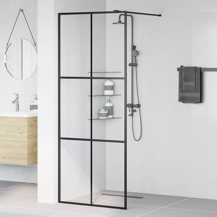 Vidaxl inloopdouchewand 80x195 cm esg-glas transparant en zwart