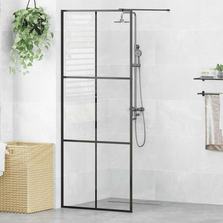 Vidaxl inloopdouchewand 80x195 cm esg-glas transparant en zwart