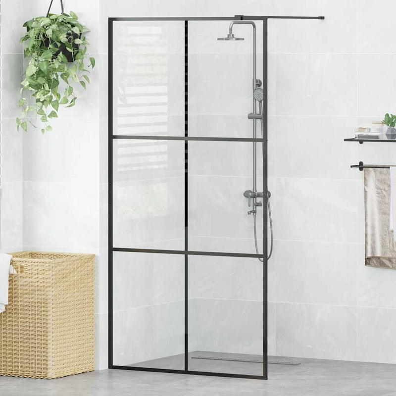 Vidaxl inloopdouchewand 100x195 cm esg-glas transparant en zwart