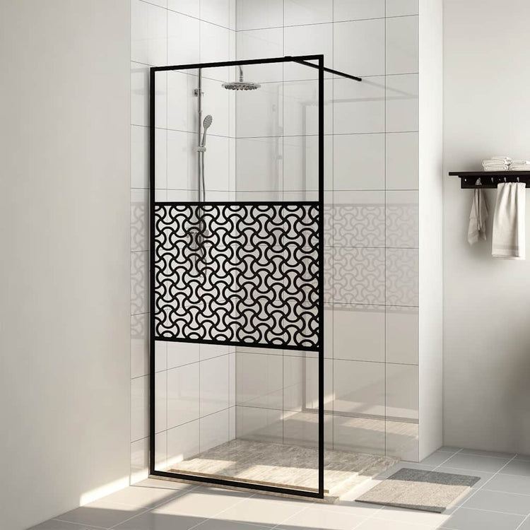 Vidaxl inloopdouchewand 80x195 cm esg-glas transparant en zwart
