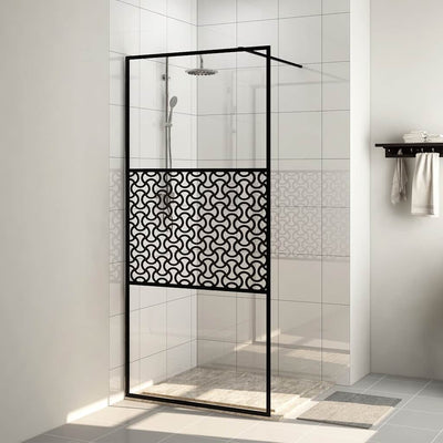 Vidaxl inloopdouchewand 80x195 cm esg-glas transparant en zwart