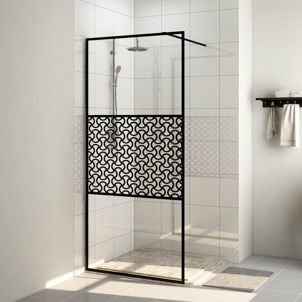 Vidaxl inloopdouchewand 100x195 cm esg-glas transparant en zwart