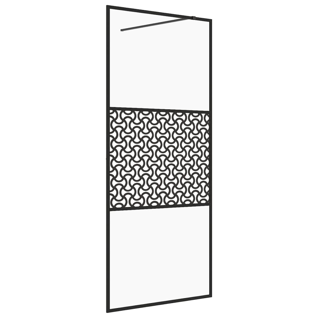 Vidaxl inloopdouchewand 115x195 cm esg-glas transparant en zwart