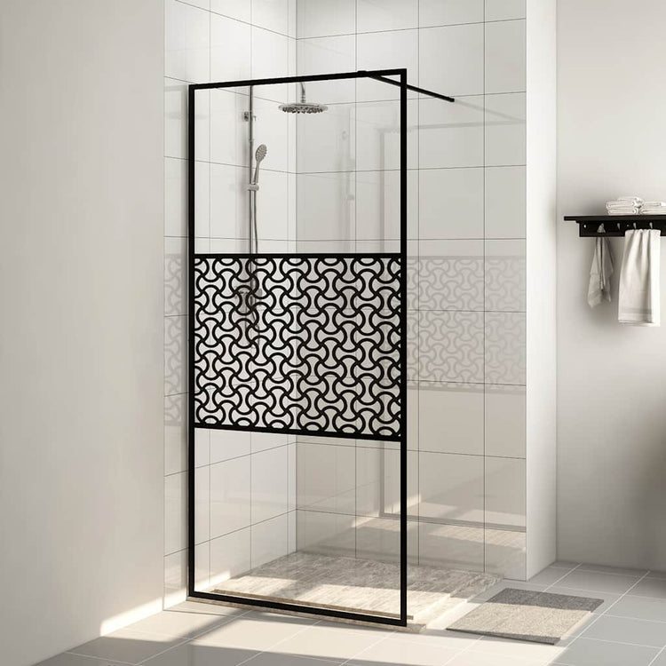 Vidaxl inloopdouchewand 115x195 cm esg-glas transparant en zwart