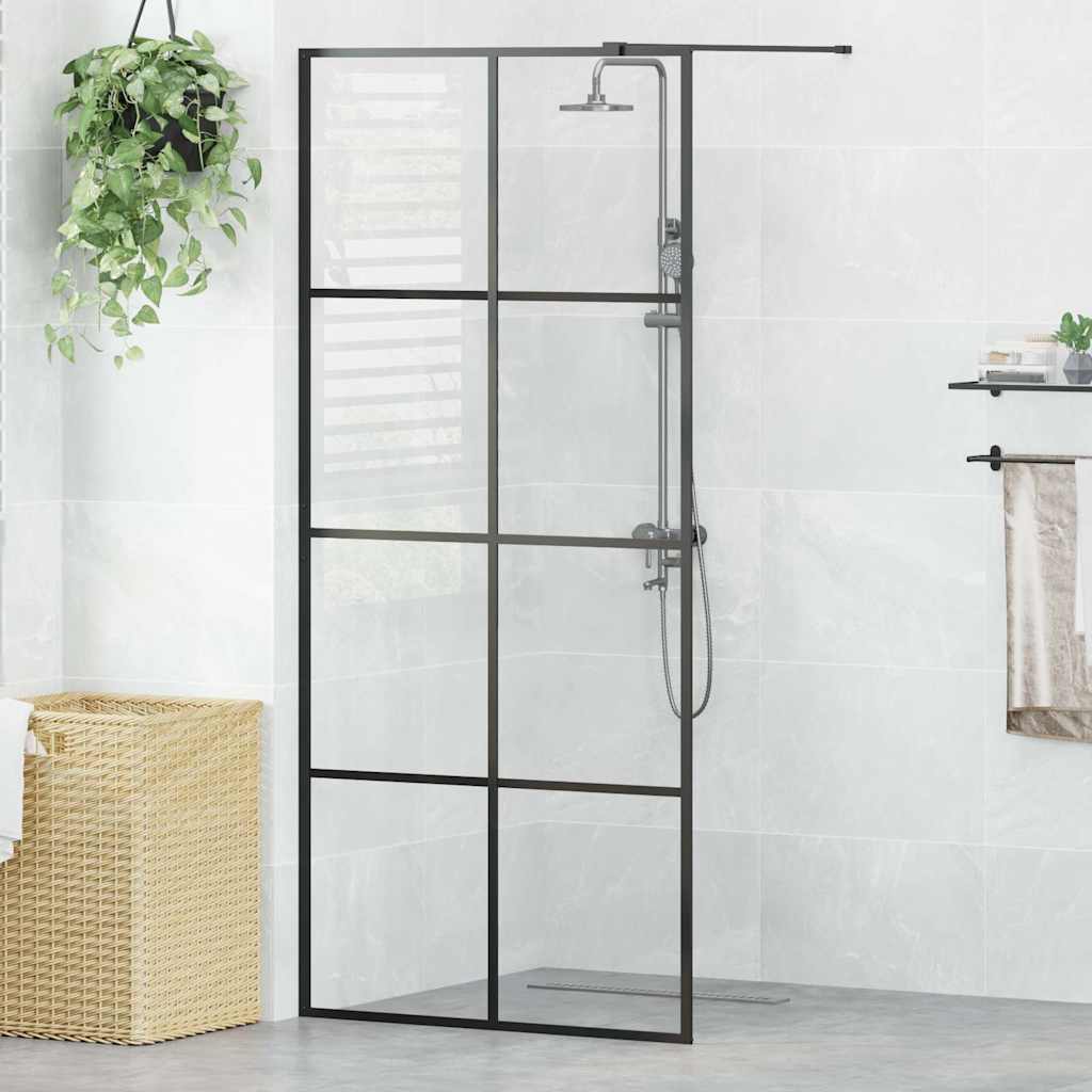 Vidaxl inloopdouchewand 90x195 cm esg-glas transparant en zwart