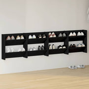 Vidaxl wandschoenenkasten 4 st 60x18x60 cm bewerkt hout zwart - afbeelding 1