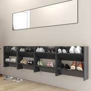 Vidaxl wandschoenenkasten 4 st 60x18x60 cm bewerkt hout grijs - afbeelding 3