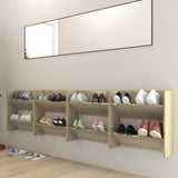 Vidaxl wandschoenenkasten 4 st 60x18x60 cm bewerkt hout sonoma eiken - afbeelding 3