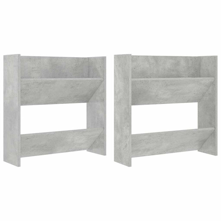 Vidaxl wandschoenenkasten 2 st 60x18x60 cm spaanplaat betongrijs