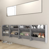 VidaXL Wandschoenenkasten 4 st 60x18x60 cm bewerkt hout betongrijs - afbeelding 3