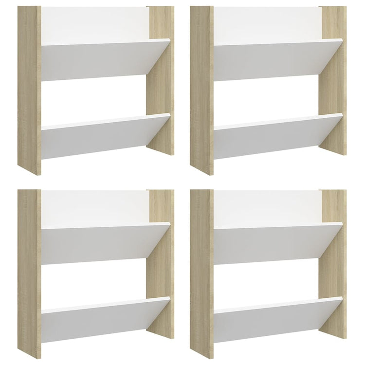Vidaxl wandschoenenkasten 4 st 60x18x60 cm hout wit sonoma eiken