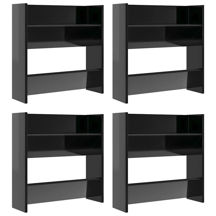 Vidaxl wandschoenenkasten 4 st 60x18x60 cm hout hoogglans zwart