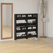 Vidaxl wandschoenenkasten 4 st 60x18x60 cm hout hoogglans zwart - afbeelding 3
