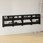 Vidaxl wandschoenenkasten 4 st 60x18x60 cm hout hoogglans zwart - afbeelding 1