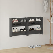 Vidaxl wandschoenenkasten 2 st 60x18x60 cm hout hoogglans grijs - afbeelding 1