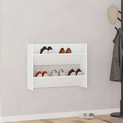 Vidaxl wandschoenenkast 80x18x60 cm bewerkt hout wit