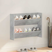 Vidaxl wandschoenenkast 80x18x60 cm bewerkt hout betongrijs - afbeelding 1