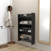 Vidaxl wandschoenenkasten 2 st 80x18x60 cm hout hoogglans zwart - afbeelding 3