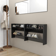 Vidaxl wandschoenenkasten 2 st 80x18x60 cm hout hoogglans zwart - afbeelding 1