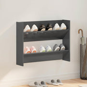 Vidaxl wandschoenenkast 80x18x60 cm bewerkt hout hoogglans grijs - afbeelding 1