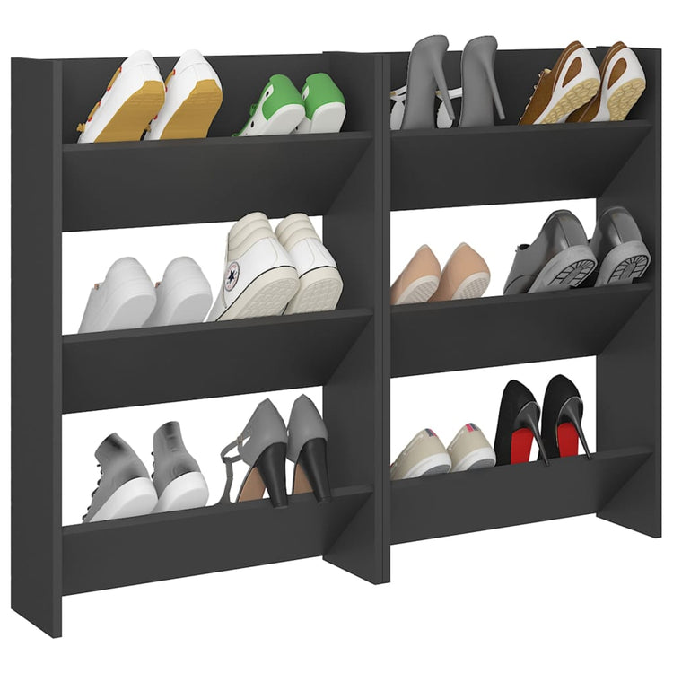 Vidaxl wandschoenenkasten 2 st 60x18x90 cm bewerkt hout grijs