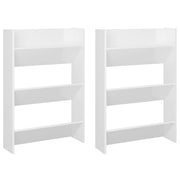 VidaXL Wandschoenenkasten 2 st 60x18x90 cm bewerkt hout hoogglans wit - afbeelding 2