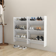 VidaXL Wandschoenenkasten 2 st 60x18x90 cm bewerkt hout hoogglans wit - afbeelding 1