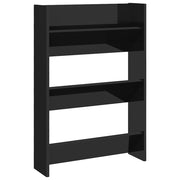 Vidaxl wandschoenenkast 60x18x90 cm bewerkt hout hoogglans zwart - afbeelding 2