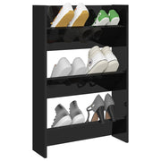 Vidaxl wandschoenenkast 60x18x90 cm bewerkt hout hoogglans zwart - afbeelding 3