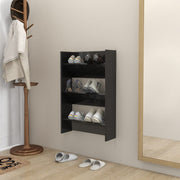 Vidaxl wandschoenenkast 60x18x90 cm bewerkt hout hoogglans zwart - afbeelding 1