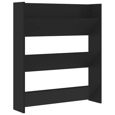 Vidaxl wandschoenenkast 80x18x90 cm bewerkt hout zwart