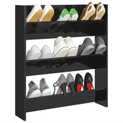 Vidaxl wandschoenenkast 80x18x90 cm bewerkt hoogglans zwart - afbeelding 3