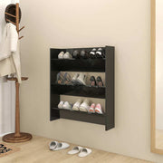 Vidaxl wandschoenenkast 80x18x90 cm bewerkt hoogglans zwart - afbeelding 1