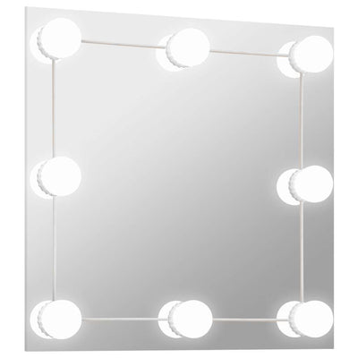 Vidaxl wandspiegel met led-lampen vierkant glas