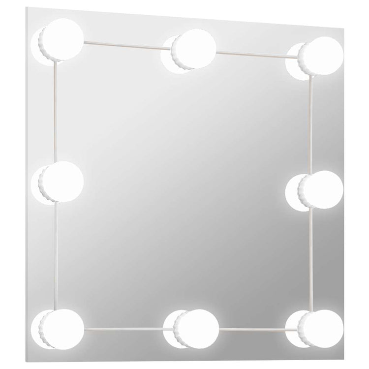 Vidaxl wandspiegel met led-lampen vierkant glas