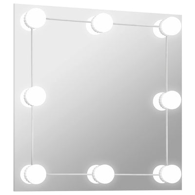 Vidaxl wandspiegel met led-lampen vierkant glas