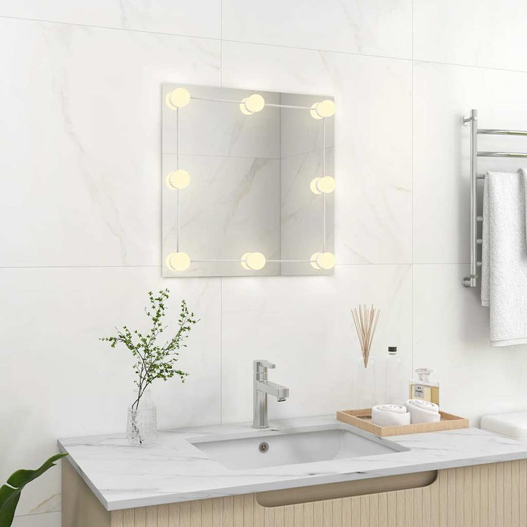 Vidaxl wandspiegel met led-lampen vierkant glas