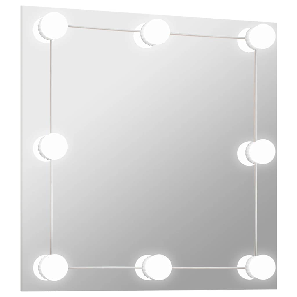 Vidaxl wandspiegel met led-lampen vierkant glas