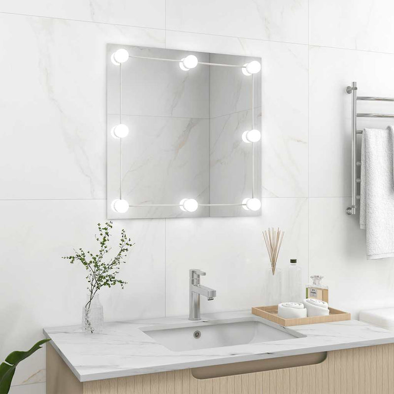 Vidaxl wandspiegel met led-lampen vierkant glas