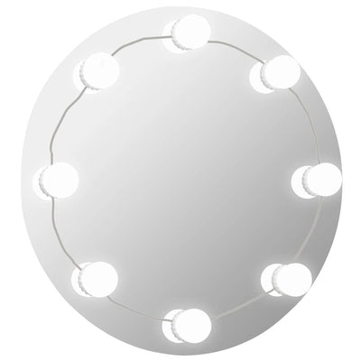 Vidaxl wandspiegel met led-lampen rond glas