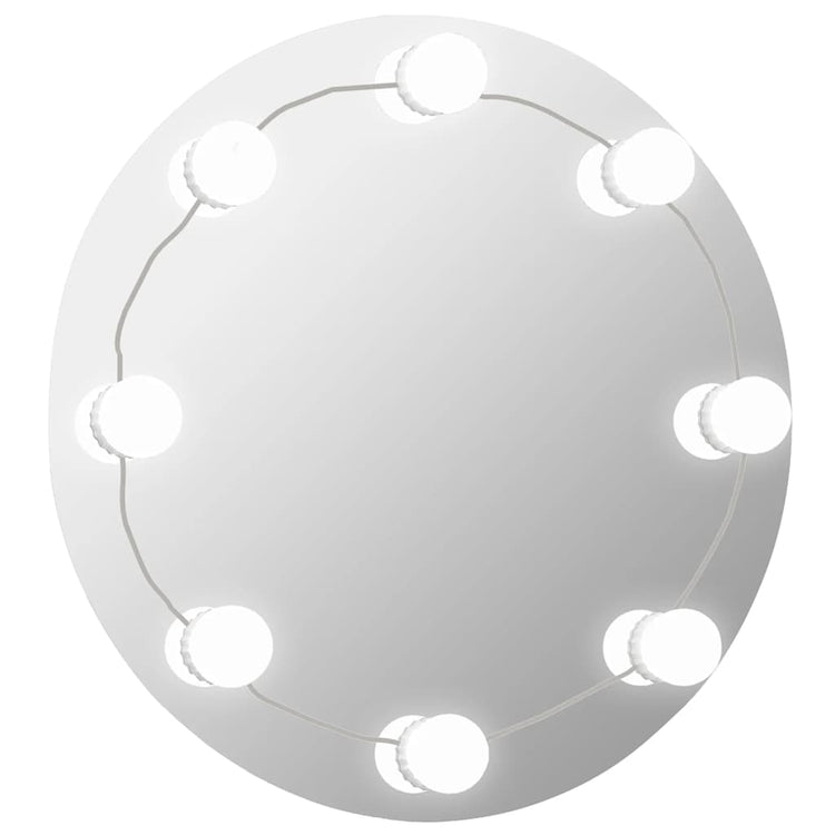 Vidaxl wandspiegel met led-lampen rond glas