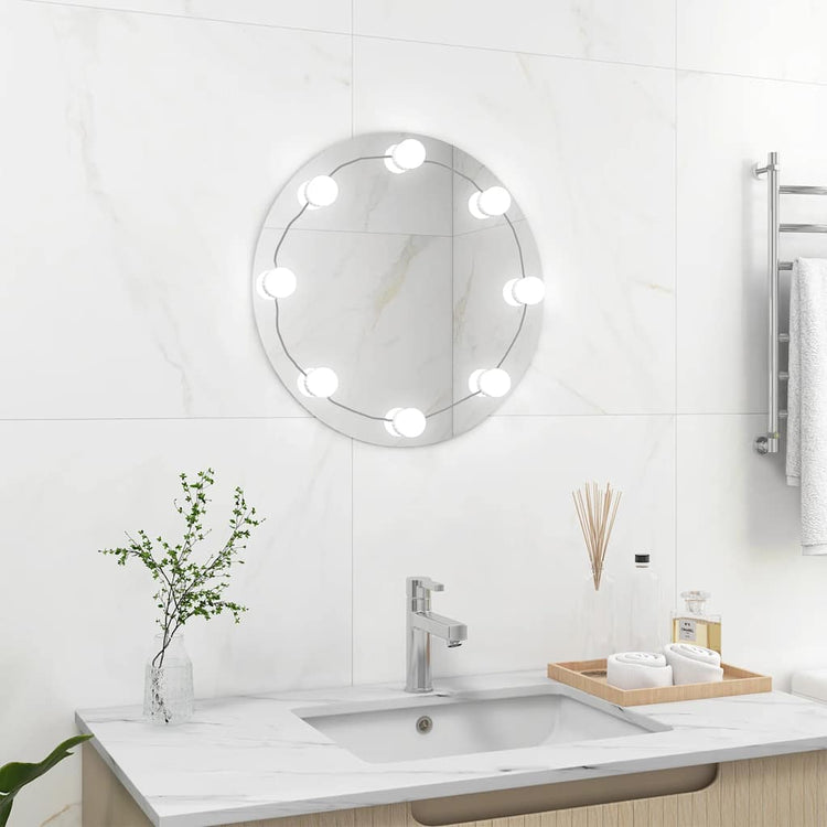 Vidaxl wandspiegel met led-lampen rond glas