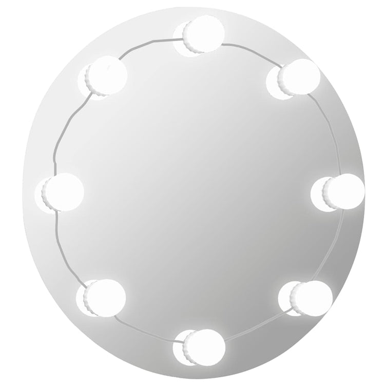 Vidaxl wandspiegel met led-lampen rond glas