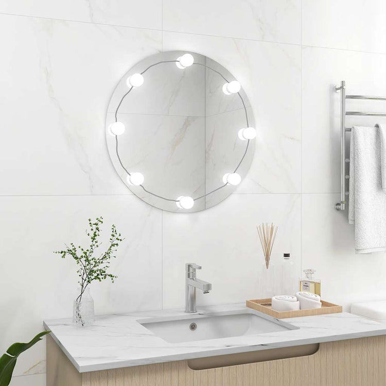 Vidaxl wandspiegel met led-lampen rond glas