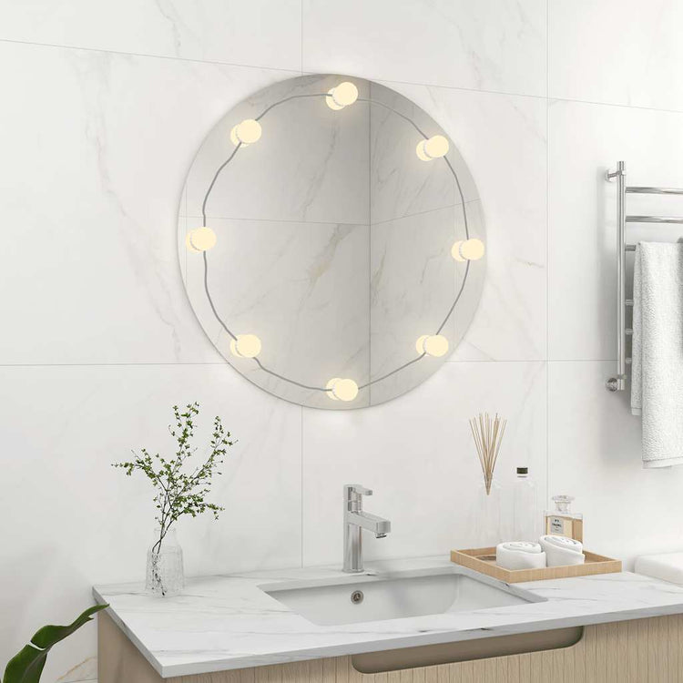 Vidaxl wandspiegel met led-lampen rond glas