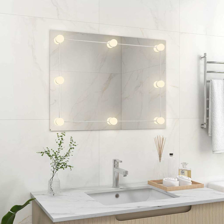 Vidaxl wandspiegel zonder lijst met led-lampen rechthoekig glas
