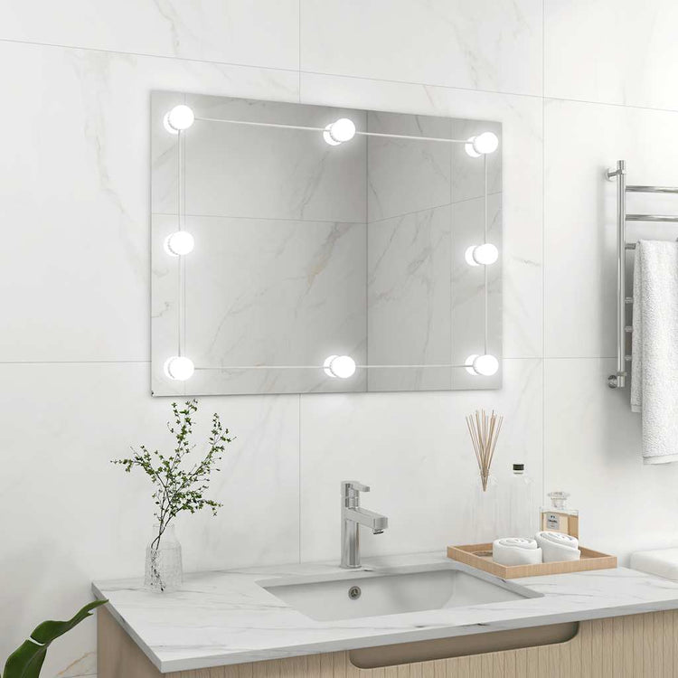 Vidaxl wandspiegel zonder lijst met led-lampen rechthoekig glas