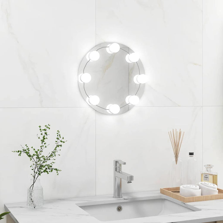 Vidaxl wandspiegel zonder lijst met led-lampen rond glas