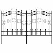 Vidaxl tuinhek kampen met speerpunt zwart 240x125 cm staal - afbeelding 2